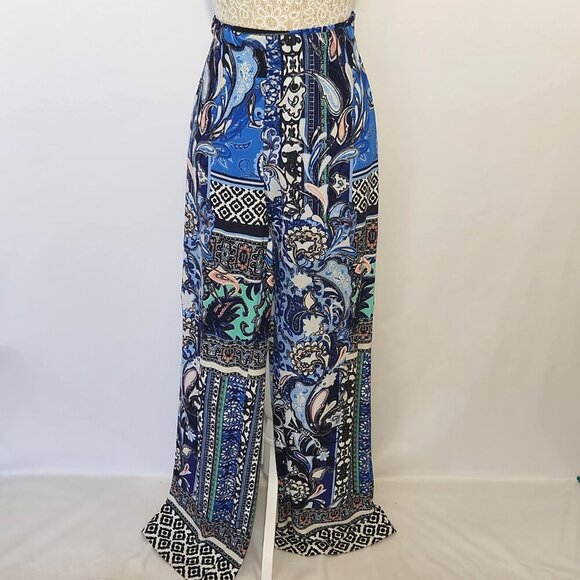 Chicos Women 1/8-M Paisley Floral Artisan Pull On Wide Leg Palazzo Pants Boho - Picture 2 of 11